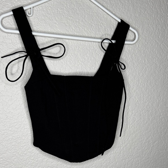 Edikted Genevive Tie Strap Corset Crop Top Size Small Whimsigoth Going Out Black - Picture 3 of 8
